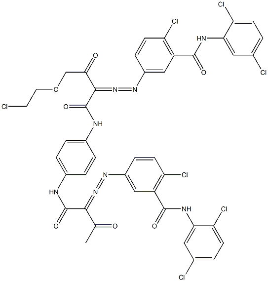 3,3'-[2-[(2-Chloroethyl)oxy]-1,4-phenylenebis[iminocarbonyl(acetylmethylene)azo]]bis[N-(2,5-dichlorophenyl)-6-chlorobenzamide] 구조식 이미지