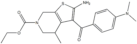 2-Amino-3-(4-dimethylaminobenzoyl)-4,5,6,7-tetrahydro-4-methyl-6-ethoxycarbonylthieno[2,3-c]pyridine 구조식 이미지