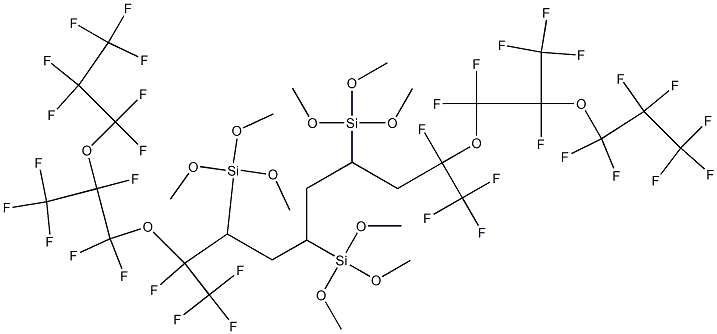1,1,1,2,2,3,3,5,6,6,8,15,17,17,18,20,20,21,21,22,22,22-Docosafluoro-5,8,15,18-tetrakis(trifluoromethyl)-9,11,13-tris(trimethoxysilyl)-4,7,16,19-tetraoxadocosane Structure