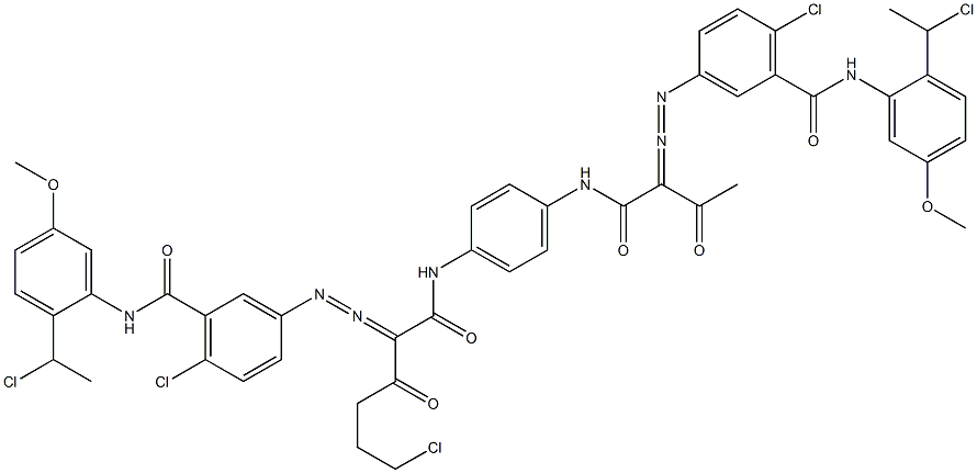 3,3'-[2-(2-Chloroethyl)-1,4-phenylenebis[iminocarbonyl(acetylmethylene)azo]]bis[N-[2-(1-chloroethyl)-5-methoxyphenyl]-6-chlorobenzamide] 구조식 이미지