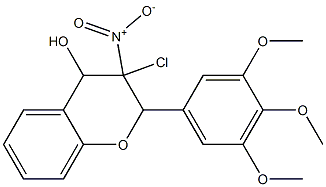 3-Chloro-3,4-dihydro-4-hydroxy-3-nitro-2-(3-methoxy-4-methoxy-5-methoxyphenyl)-2H-1-benzopyran 구조식 이미지