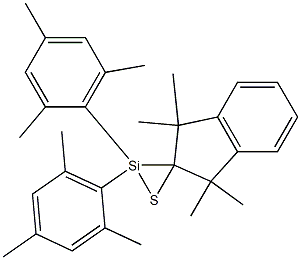 1,1,3,3-Tetramethyl-2',2'-dimesitylspiro[1H-indene-2(3H),3'-[1]thia[2]silacyclopropane] 구조식 이미지