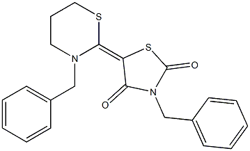 3-Benzyl-5-[(tetrahydro-3-benzyl-2H-1,3-thiazin)-2-ylidene]thiazolidine-2,4-dione 구조식 이미지