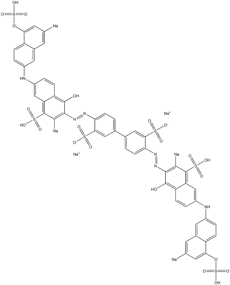 4,4'-Bis[[1-hydroxy-3-sodiosulfo-6-[N-(5-hydroxy-7-sodiosulfo-2-naphthalenyl)amino]-2-naphthalenyl]azo]-1,1'-biphenyl-3,3'-disulfonic acid disodium salt Structure