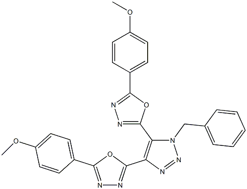 1-Benzyl-4,5-bis[5-(4-methoxyphenyl)-1,3,4-oxadiazol-2-yl]-1H-1,2,3-triazole Structure