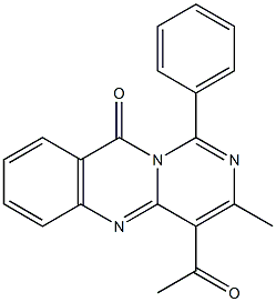 4-Acetyl-1-phenyl-3-methyl-10H-pyrimido[6,1-b]quinazolin-10-one 구조식 이미지