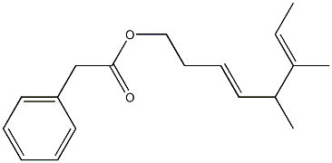 Phenylacetic acid 5,6-dimethyl-3,6-octadienyl ester Structure