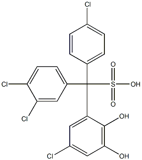 (4-Chlorophenyl)(3,4-dichlorophenyl)(5-chloro-2,3-dihydroxyphenyl)methanesulfonic acid 구조식 이미지