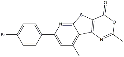 2,9-Dimethyl-7-(4-bromophenyl)-4H-pyrido[3',2':4,5]thieno[3,2-d][1,3]oxazin-4-one 구조식 이미지