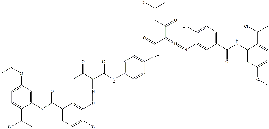 3,3'-[2-(1-Chloroethyl)-1,4-phenylenebis[iminocarbonyl(acetylmethylene)azo]]bis[N-[2-(1-chloroethyl)-5-ethoxyphenyl]-4-chlorobenzamide] Structure