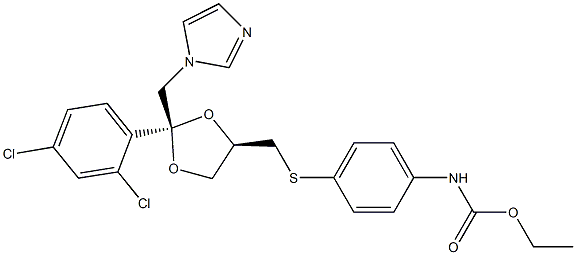 [4-[[[(2R,4R)-2-(2,4-Dichlorophenyl)-2-(1H-imidazol-1-ylmethyl)-1,3-dioxolan-4-yl]methyl]thio]phenyl]carbamic acid ethyl ester 구조식 이미지