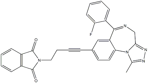 6-(2-Fluorophenyl)-8-[4-[(2,3-dihydro-1,3-dioxo-1H-isoindol)-2-yl]-1-butynyl]-1-methyl-4H-[1,2,4]triazolo[4,3-a][1,4]benzodiazepine 구조식 이미지