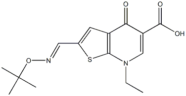 2-[(tert-Butyloxyimino)methyl]-7-ethyl-4,7-dihydro-4-oxothieno[2,3-b]pyridine-5-carboxylic acid 구조식 이미지