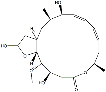 (3aR,5R,6R,7E,9E,12R,16R,17S,17aR)-2,3,3a,5,6,11,12,16,17,17a-Decahydro-2,6,16-trihydroxy-5,12-dimethyl-17-methoxy-4H-furo[2,3-f]oxacyclohexadecin-14(15H)-one Structure