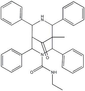 N-Ethyl-5-methyl-9-oxo-2,4,6,8-tetraphenyl-3,7-diazabicyclo[3.3.1]nonane-3-carboxamide 구조식 이미지