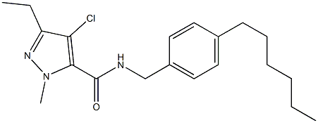 N-(4-Hexylbenzyl)-1-methyl-3-ethyl-4-chloro-1H-pyrazole-5-carboxamide 구조식 이미지