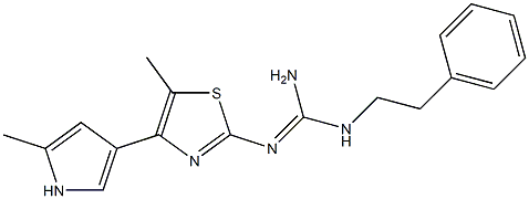 2-[[Amino(phenethylamino)methylene]amino]-5-methyl-4-(2-methyl-1H-pyrrol-4-yl)thiazole 구조식 이미지