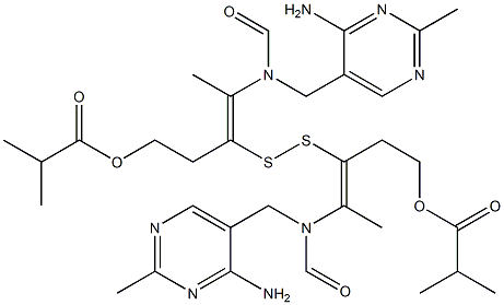 N,N'-[Dithiobis[2-(2-hydroxyethyl)-1-methylvinylene]]bis[N-[(4-amino-2-methyl-5-pyrimidinyl)methyl]formamide]diisobutyrate 구조식 이미지