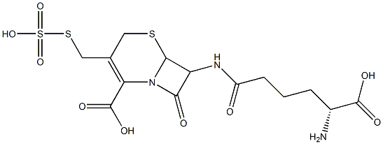 7-[(R)-5-Amino-5-carboxyvalerylamino]-3-sulfothiomethyl-8-oxo-5-thia-1-azabicyclo[4.2.0]oct-2-ene-2-carboxylic acid Structure