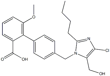 4'-[(2-Butyl-4-chloro-5-hydroxymethyl-1H-imidazol-1-yl)methyl]-6-methoxy-1,1'-biphenyl-2-carboxylic acid 구조식 이미지