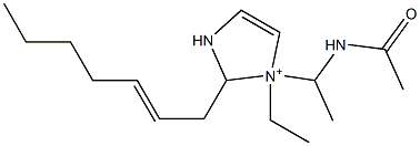 1-[1-(Acetylamino)ethyl]-1-ethyl-2-(2-heptenyl)-4-imidazoline-1-ium 구조식 이미지