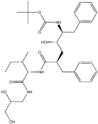(2S)-2-[[(2R,4S,5S)-2-Benzyl-5-[(tert-butyloxycarbonyl)amino]-4-hydroxy-6-phenylhexanoyl]amino]-3-methyl-N-(2,3-dihydroxypropyl)valeramide Structure