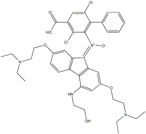 N-[2,7-Bis[2-(diethylamino)ethoxy]-9H-fluoren-9-ylidene]-4-[(2-hydroxyethyl)amino]phenylamineN-oxide 구조식 이미지