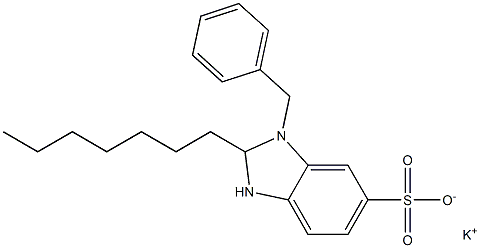 1-Benzyl-2-heptyl-2,3-dihydro-1H-benzimidazole-6-sulfonic acid potassium salt Structure