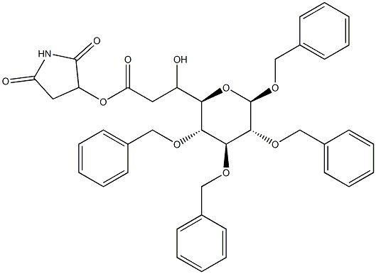 2-(1,2,3,4-Tetra-O-benzyl-beta-D-glucopyranos-6-yl)- acetic acid hydroxysuccinimidester 구조식 이미지