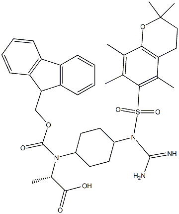 (S)-N-alpha-(9-Fluorenylmethyloxycarbonyl)-4-(2,2,5,7,8-pentamethylchroman-6-sulfonyl-guanidino)-trans-cyclohexylalanine 구조식 이미지