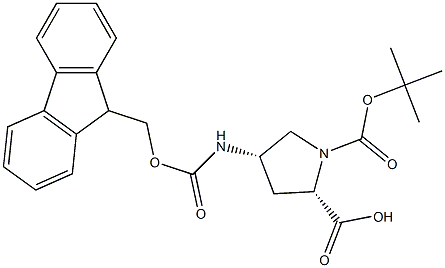 (2S,4S)-4-(((9H-fluoren-9-yl)methoxy)carbonylamino)-1-(tert-butoxycarbonyl)pyrrolidine-2-carboxylic acid Structure