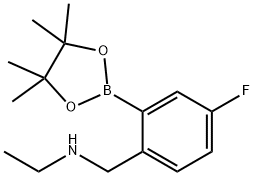 N-(4-Fluoro-2-(4,4,5,5-tetramethyl-1,3,2-dioxaborolan-2-yl)benzyl)ethanamine 구조식 이미지