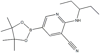 5-(4,4,5,5-tetramethyl-1,3,2-dioxaborolan-2-yl)-2-(pentan-3-ylamino)pyridine-3-carbonitrile 구조식 이미지