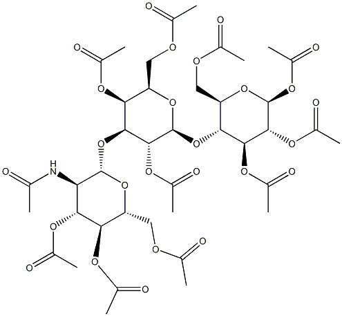 1,2,3,6-Tetra-O-acetyl-4-O-[2,4,6-tri-O-acetyl-3-O-(2-acetamido-3,4,6-tri-O-acetyl-2-deoxy-b-D-glucopyranosyl)-b-D-galactopyranosyl]-b-D-glucopyranose Structure