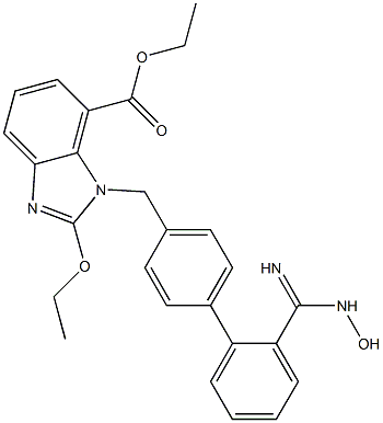 2-Ethoxy-3-[2'-(N-hydroxycarbamimidoyl)-biphenyl-4-ylmethyl]-3H-benzoimidazole-4-carboxylic acid ethyl ester Structure