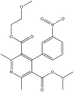 2,6-Dimethyl-4-(3-nitrophenyl)-3,5-pyridinedicarboxylic acid-2-methoxyethyl ester isopropyl ester (nimodipine impurity I) Standard Structure