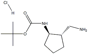 tert-butyl ((1R,2S)-2-(aminomethyl)cyclopentyl)carbamate hydrochloride Structure