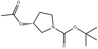 1-Pyrrolidinecarboxylic acid, 3-(acetyloxy)-, 1,1-dimethylethyl ester, (3R)- 구조식 이미지