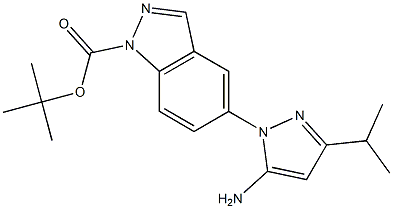tert-butyl 5-(5-amino-3-isopropyl-1H-pyrazol-1-yl)-1H-indazole-1-carboxylate Structure