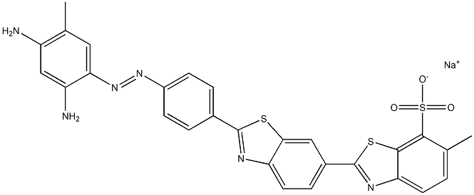 [2,6'-Bibenzothiazole]-7-sulfonic acid, 2'-[4-[(2,4-diamino-5-methylphenyl)azo]phenyl]-6-methyl-, monosodium salt 구조식 이미지