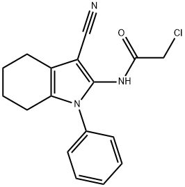 2-chloro-N-(3-cyano-1-phenyl-4,5,6,7-tetrahydro-1H-indol-2-yl)acetamide 구조식 이미지