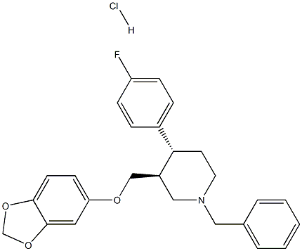 (-)(3S,4R)-4-(4-fluorophenyl)-3-(3,4-methylenedioxy-phenoxymethyl)-N-benzylpiperidine hydrochloride 구조식 이미지