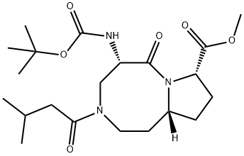 Pyrrolo[1,2-a][1,5]diazocine-8-carboxylic acid, 5-[[(1,1-dimethylethoxy)carbonyl]amino]decahydro-3-(3-methyl-1-oxobutyl)-6-oxo-, methyl ester, (5S,8S,10aR)- 구조식 이미지