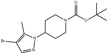 1-Piperidinecarboxylic acid, 4-(4-bromo-5-methyl-1H-pyrazol-1-yl)-, 1,1-dimethylethyl ester Structure