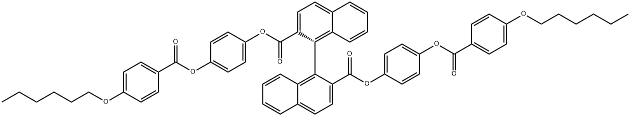 Benzoic acid, 4-(hexyloxy)-, [1,1'-binaphthalene]-2,2'-diylbis(oxycarbonyl-4,1-phenylene) ester, (R)- (9CI) 구조식 이미지