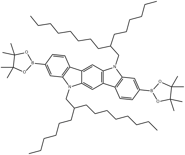 3,9-bis(4,4,5,5-tetramethyl-1,3,2-dioxaborolan-2-yl)-5,11-di(2-hexyldecyl)indolo[3,2-b]carbazole Structure