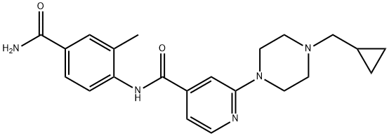 N-(4-carbamoyl-2-methylphenyl)-2-(4-(cyclopropylmethyl)piperazin-1-yl)isonicotinamide 구조식 이미지