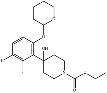 ethyl 4-(2,3-difluoro-6-((tetrahydro-2H-pyran-2-yl)oxy)phenyl)-4-hydroxypiperidine-1-carboxylate 구조식 이미지