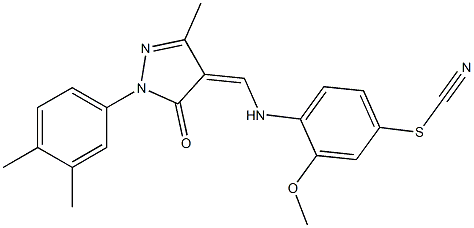 4-({[1-(3,4-dimethylphenyl)-3-methyl-5-oxo-1,5-dihydro-4H-pyrazol-4-ylidene]methyl}amino)-3-methoxyphenyl thiocyanate Structure