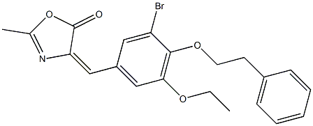 4-[3-bromo-5-ethoxy-4-(2-phenylethoxy)benzylidene]-2-methyl-1,3-oxazol-5(4H)-one 구조식 이미지
